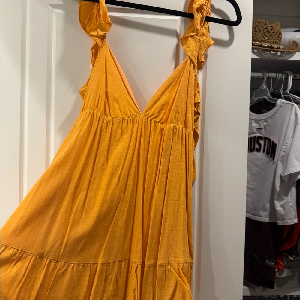 Elegant Orange Ruffled Dress